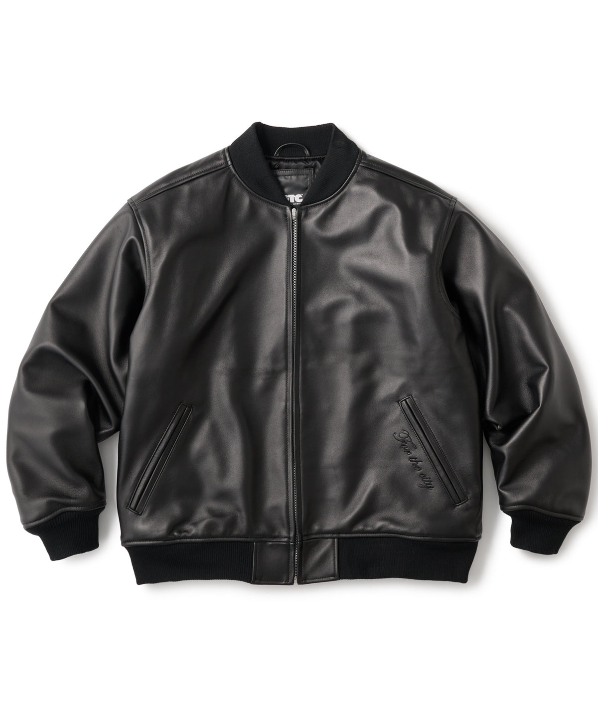 FTC LEATHER ZIP VARSITY JACKET