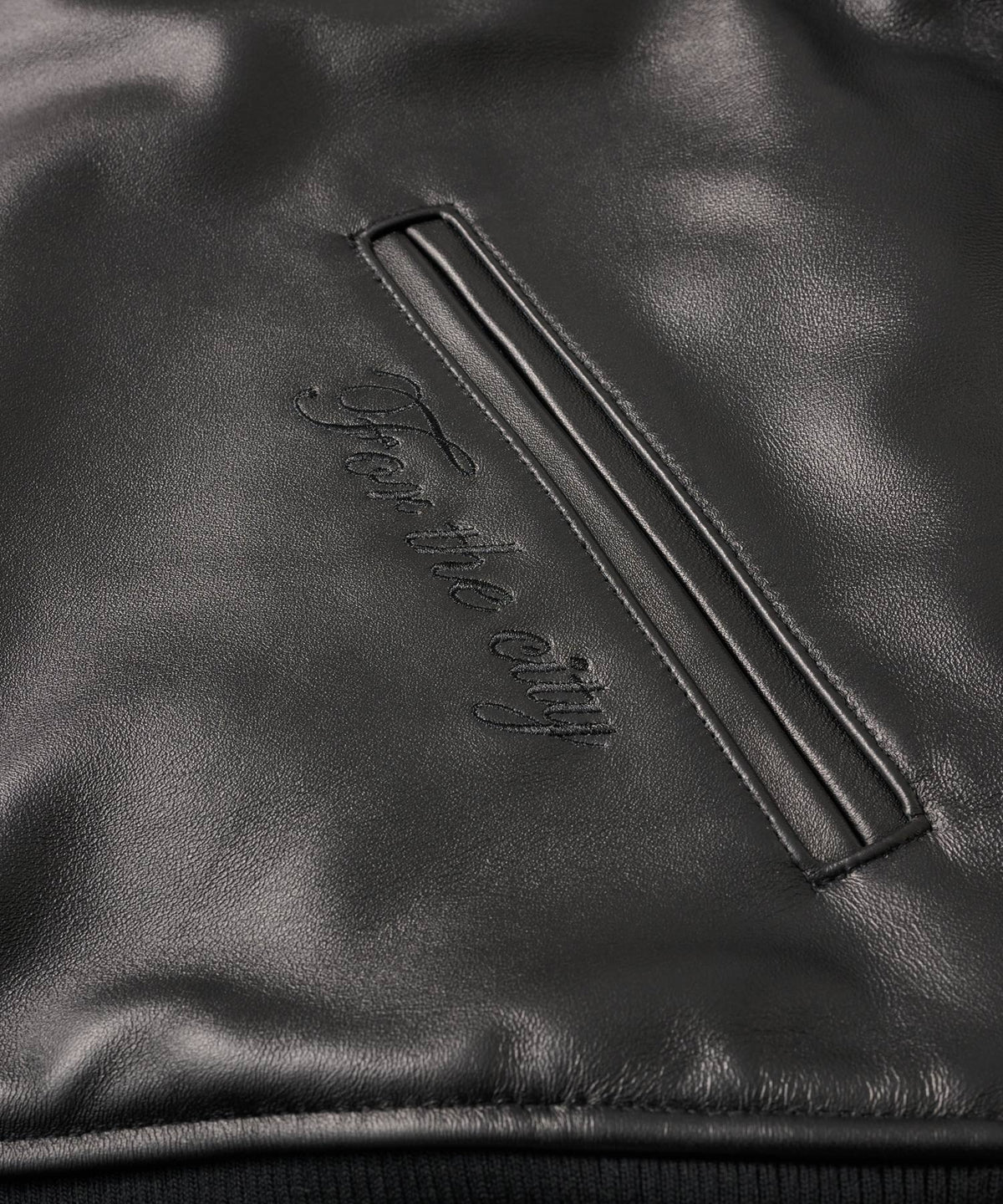 FTC LEATHER ZIP VARSITY JACKET