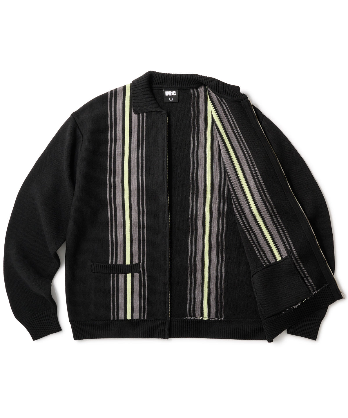FTC STRIPE ZIP UP KNIT CARDIGAN
